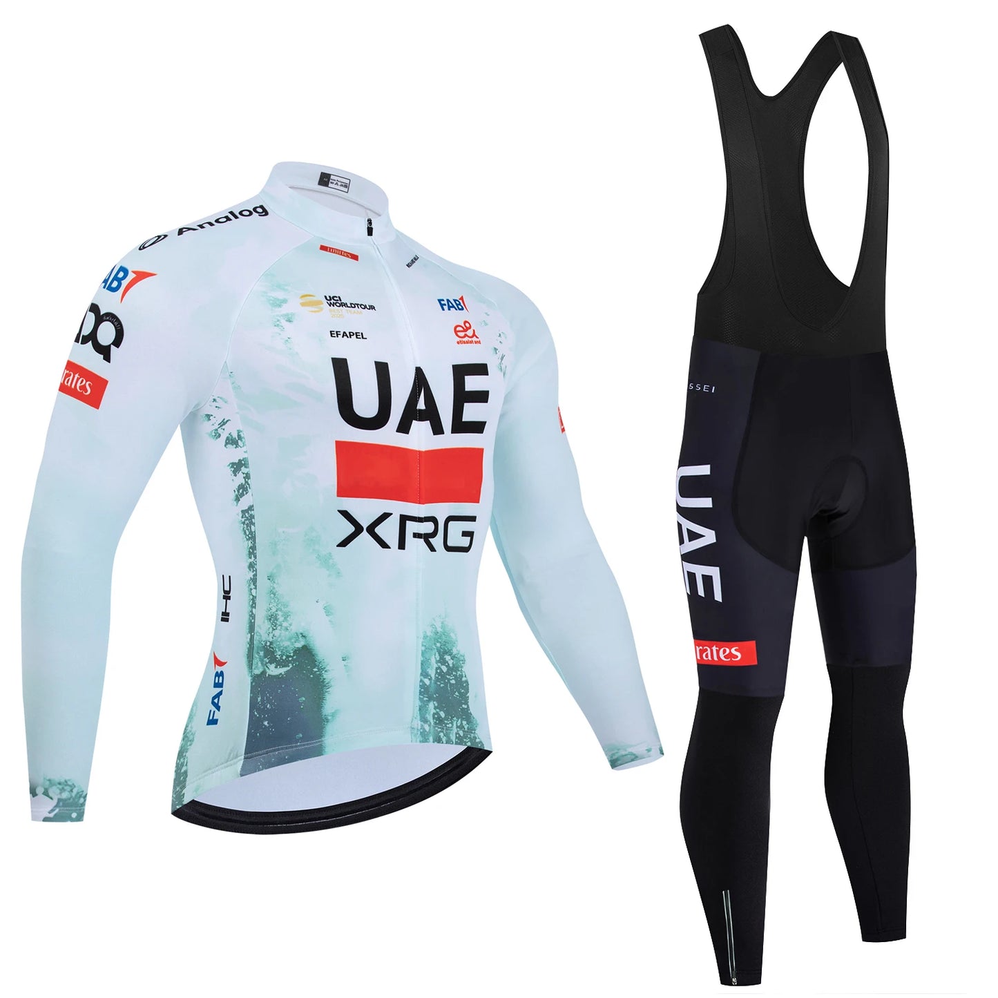 Ensemble Veste de Vélo et Maillot de Cyclisme Équipe UAE Hiver 2026 Pantalon Homme Femme Chaud Polaire Vêtements de Cyclisme Professionnel