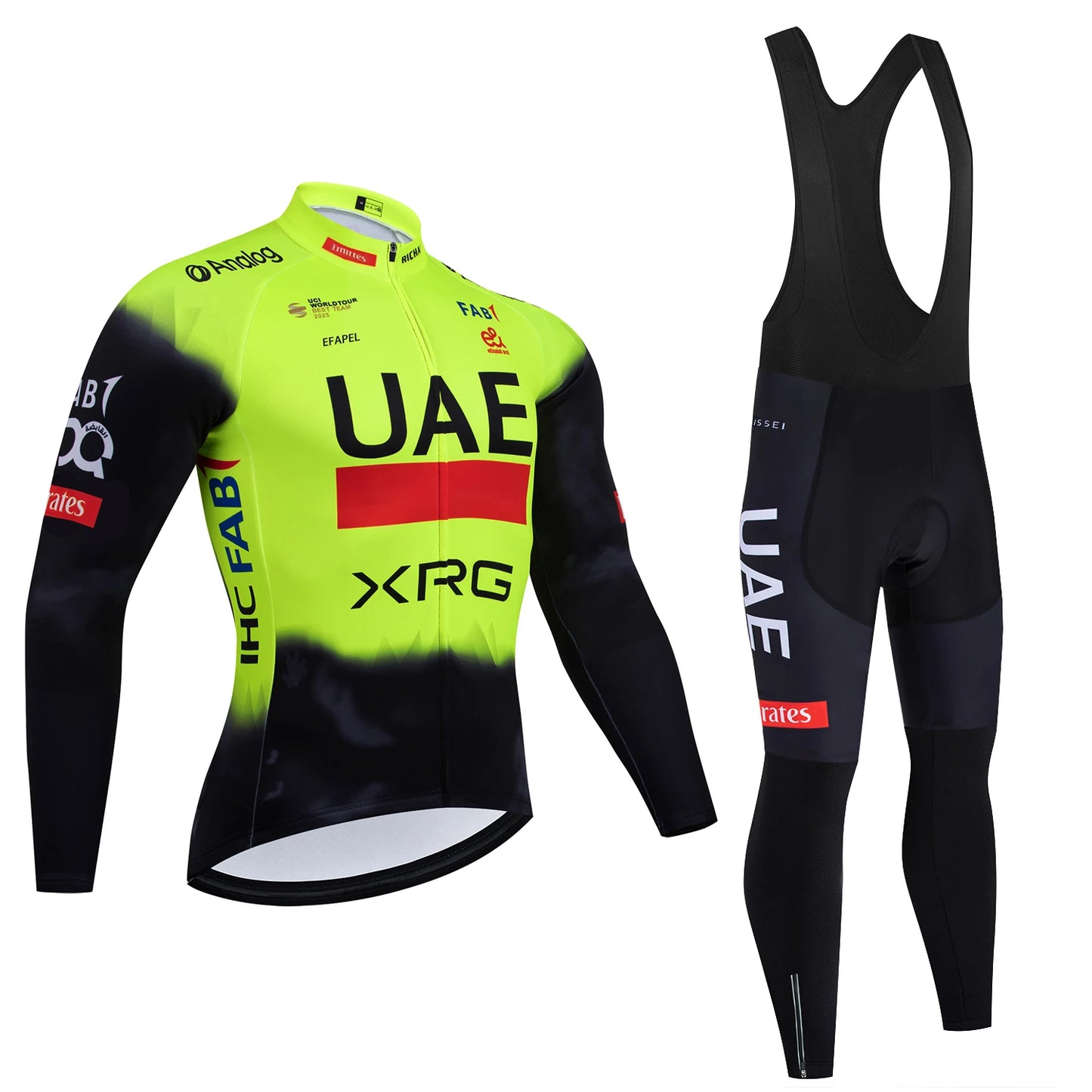 Ensemble Veste de Vélo et Maillot de Cyclisme Équipe UAE Hiver 2026 Pantalon Homme Femme Chaud Polaire Vêtements de Cyclisme Professionnel