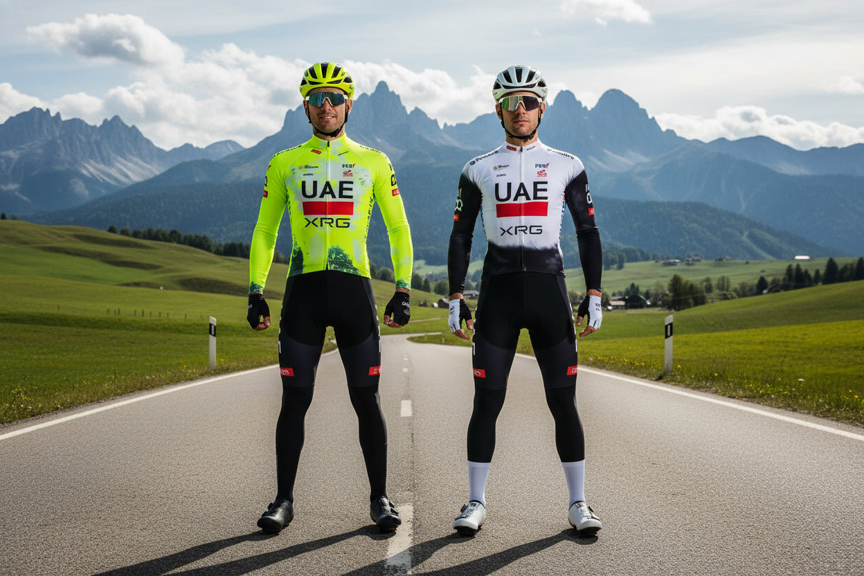 Ensemble Veste de Vélo et Maillot de Cyclisme Équipe UAE Hiver 2026 Pantalon Homme Femme Chaud Polaire Vêtements de Cyclisme Professionnel